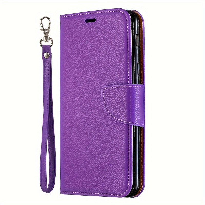Lychee Pattern Faux Leather Flip Cover Phone Case with Card Slot for Various Models
