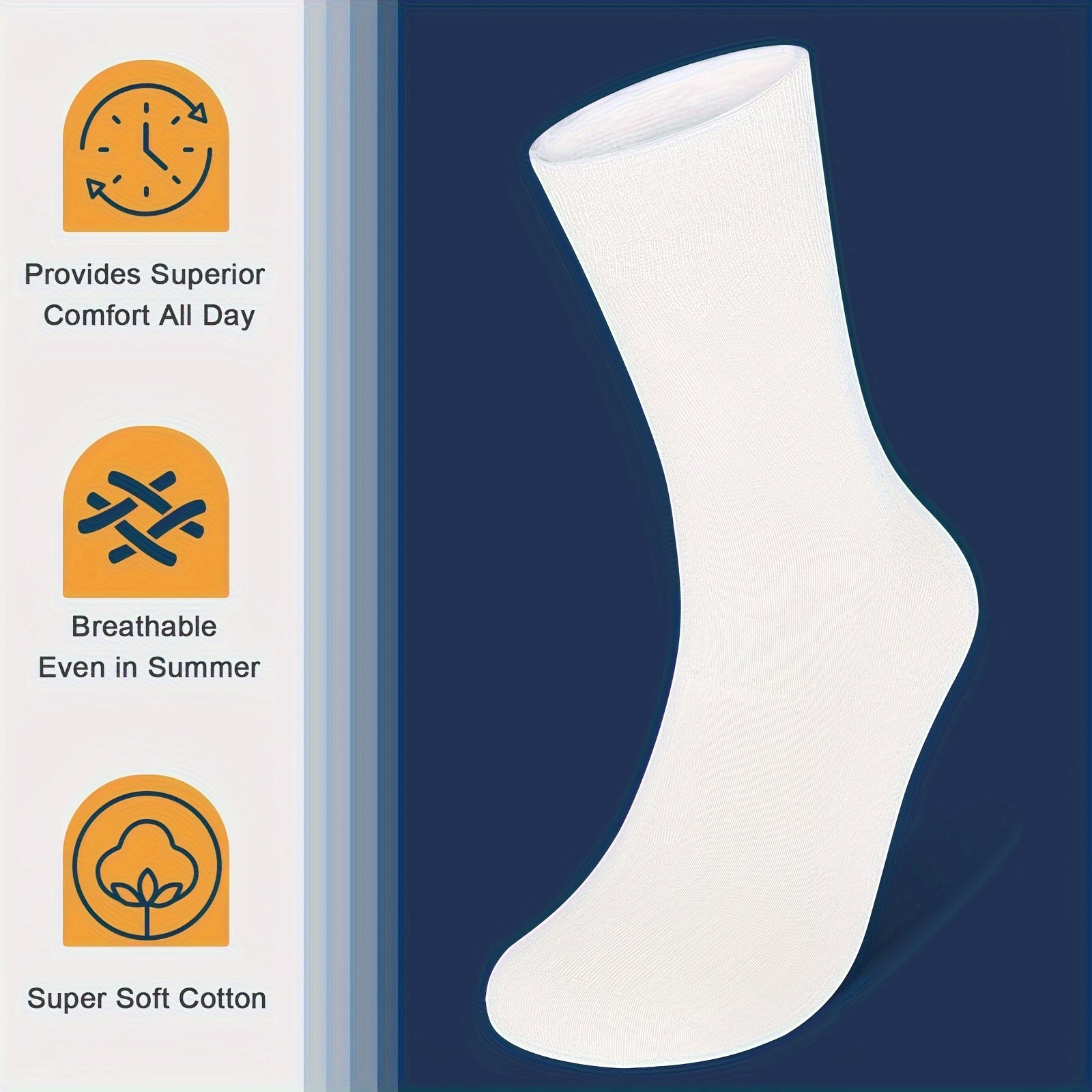 Мужские диабетические носки дышащие вязаные влагопоглощающие хлопковые смеси эластичные по размеру однотонные в упаковке из 6 пар