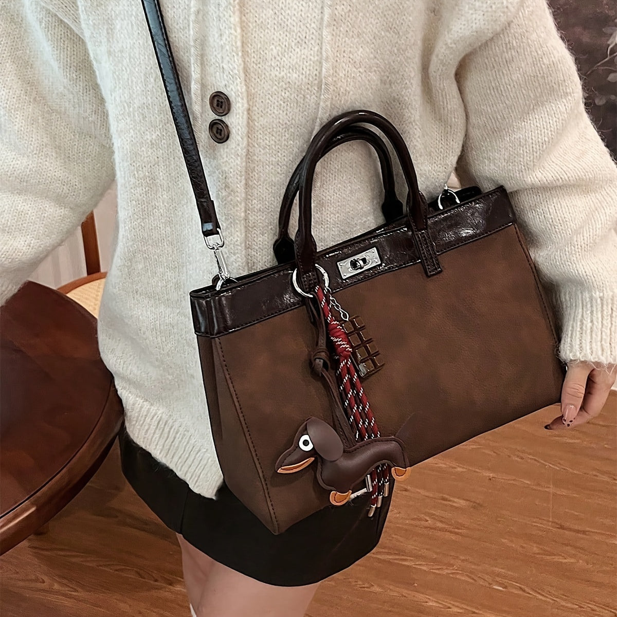 Charm de bolsa para perro Dachshund de PVC con cuerda trenzada, accesorio de dibujos animados