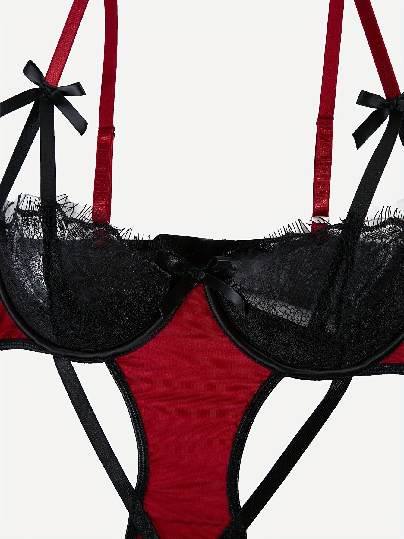 Lace Teddy with Strappy Design for Women Boudoir Lingerie