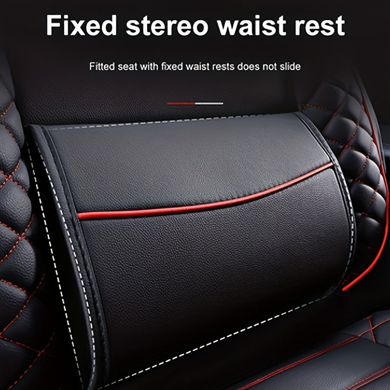 All-Season Faux Leather Car Seat Cushion Cover with Lumbar Support for Front Seat