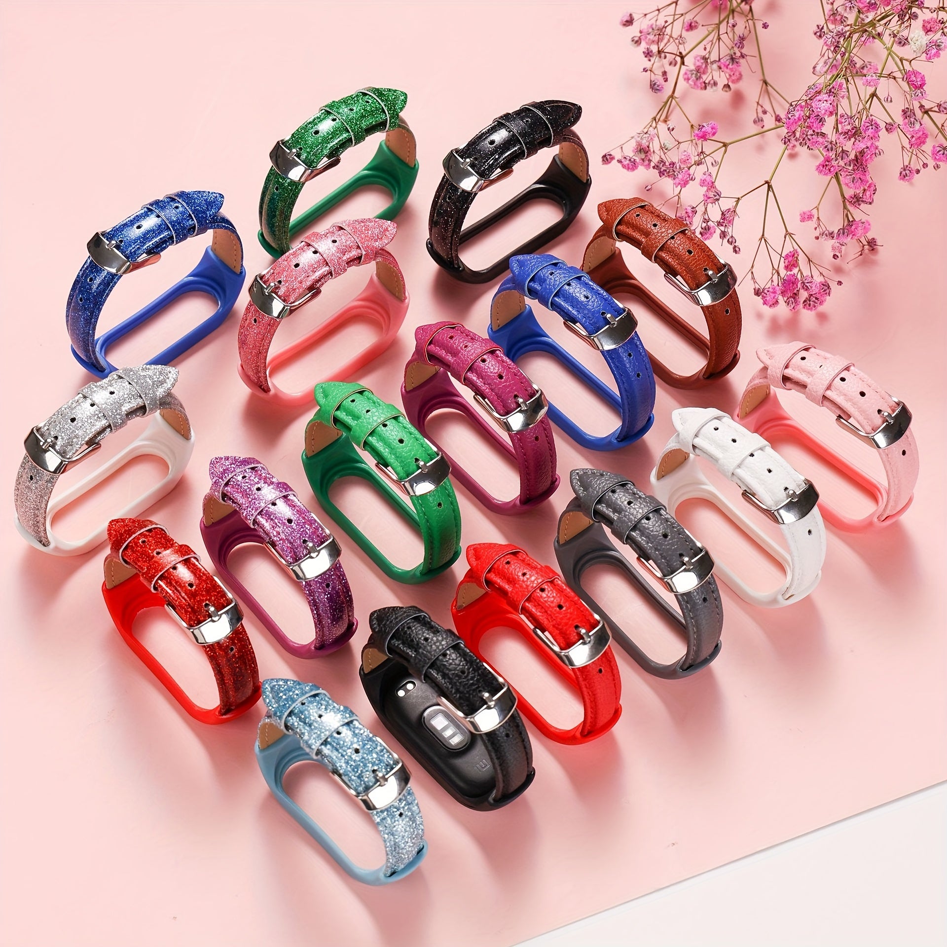 Smartwatch Strap for Xiaomi Mi Band 3 4 5 6 7 Synthetic Leather Adjustable Buckle Black Brown White