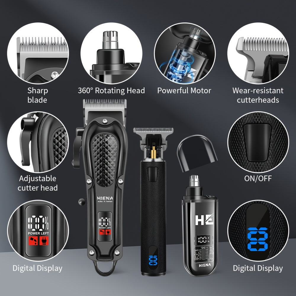 Men's Grooming Kit with Cordless Hair Clippers Nose Trimmer Gift Box