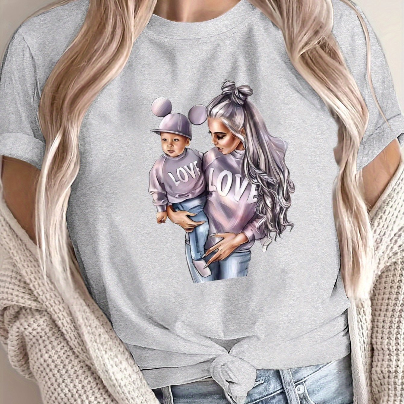 Camiseta suelta de gran tamaño para mujer, algodón transpirable, manga corta casual