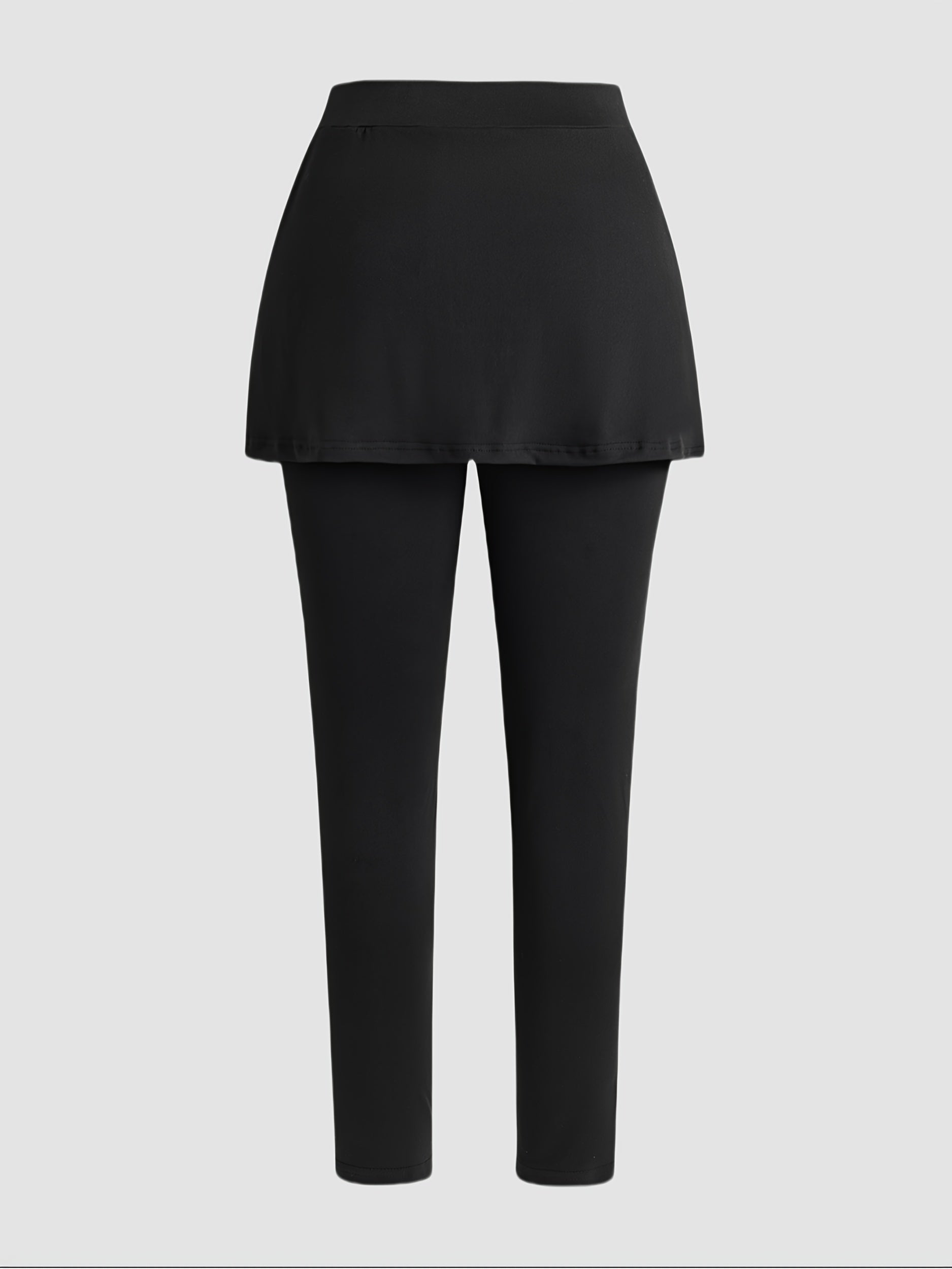 Women’s Plus Size 2-in-1 Skirt and Tights Knit Leggings Solid Color