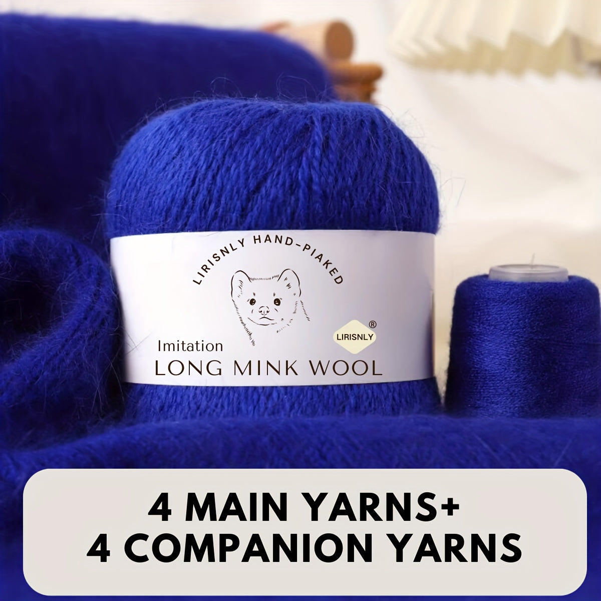 Multicolor Faux Mink Wool and Long Wool Knitting Yarn Set for Scarves Sweaters Hats 280g