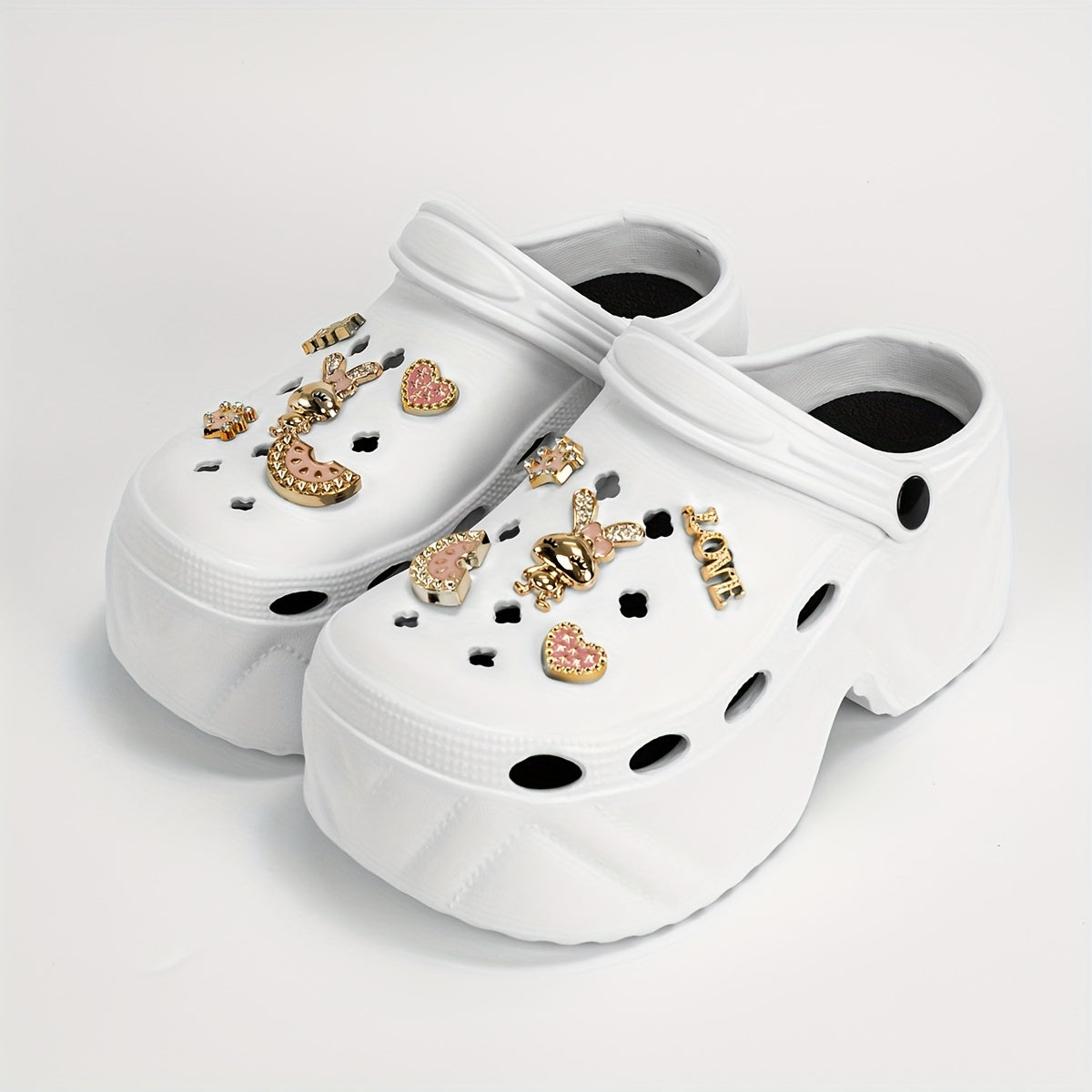 Women's Watermelon and Rabbit Charms Platform Clogs EVA Sandals