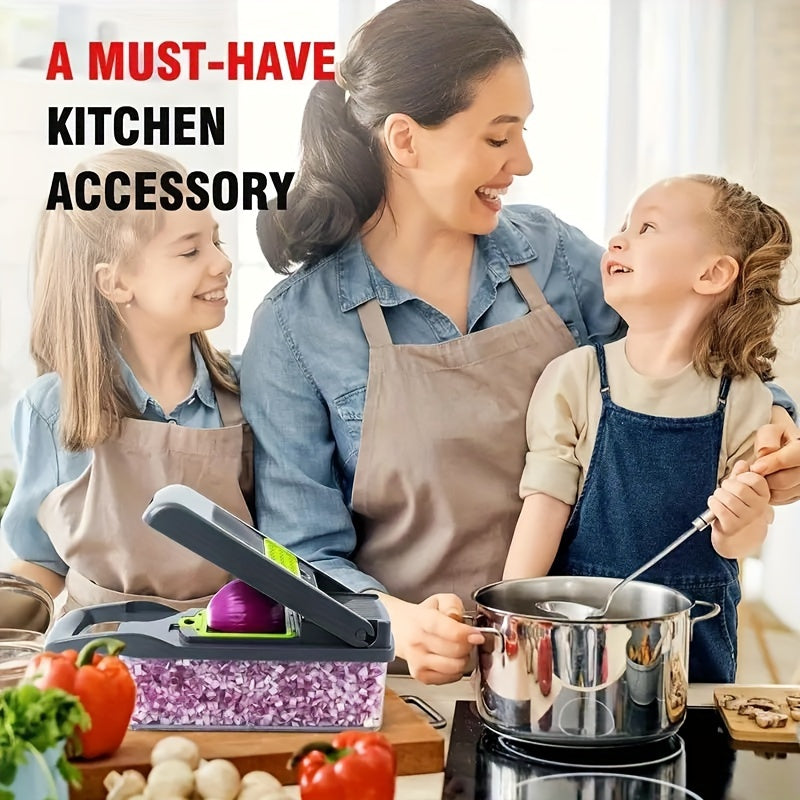 16 ta oshxona sabzavotlarini maydalash va bo‘laklash uchun to‘plam, piyoz maydalagich va kartoshka shredder bilan