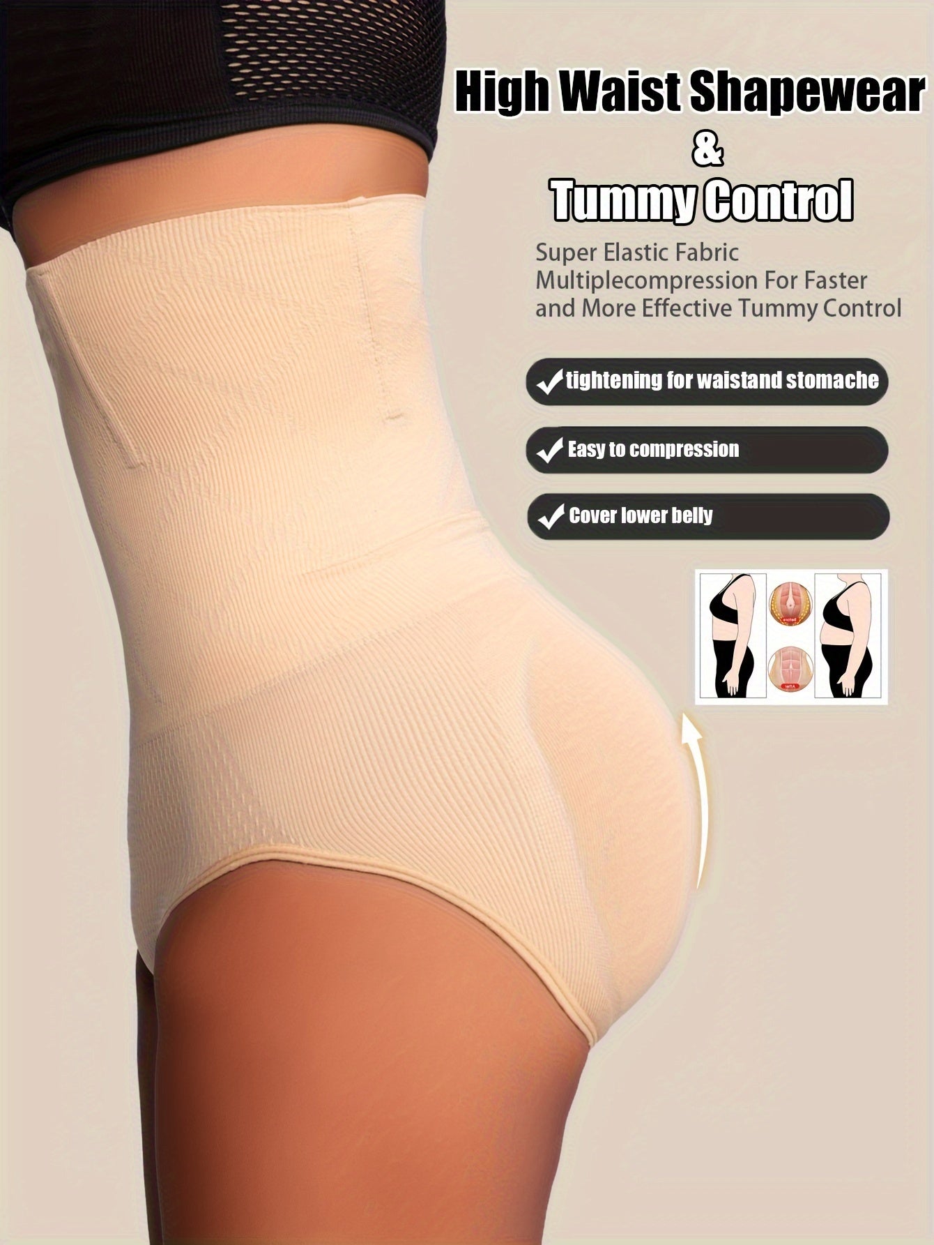 Women's High Waist Shaping Panties Nylon Spandex Tummy Control Butt Lifter