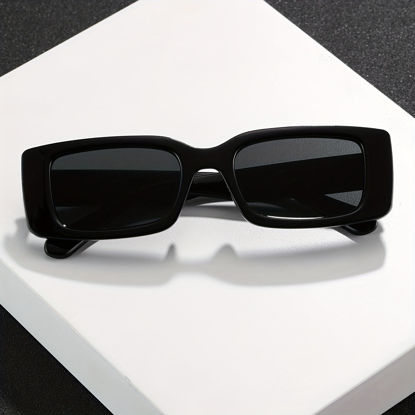 Men's Square Fashion Glasses Black Durable PC Frame Casual Style