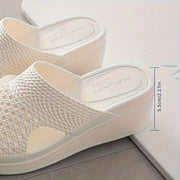 Women's Slip-On Platform Sandals Beige Ivory Chunky Heel Cushioned PVC Non-Slip