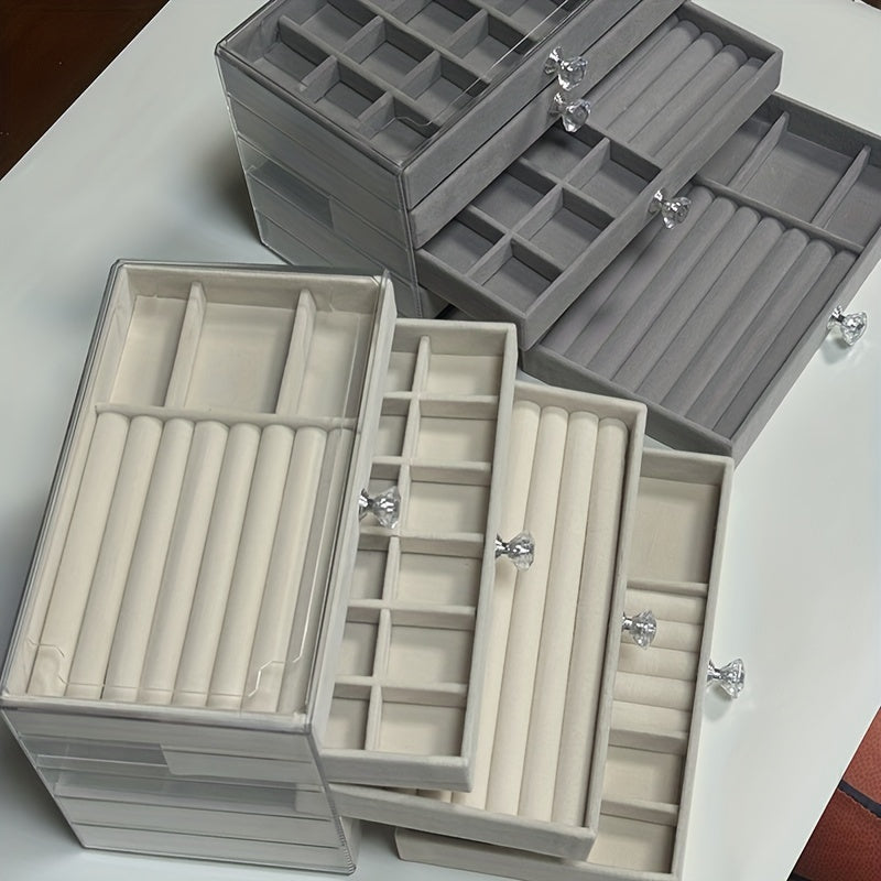 Органайзер для украшений из бархата с боковыми дверцами, 5 уровней, современный дизайн для серег, часов, аксессуаров