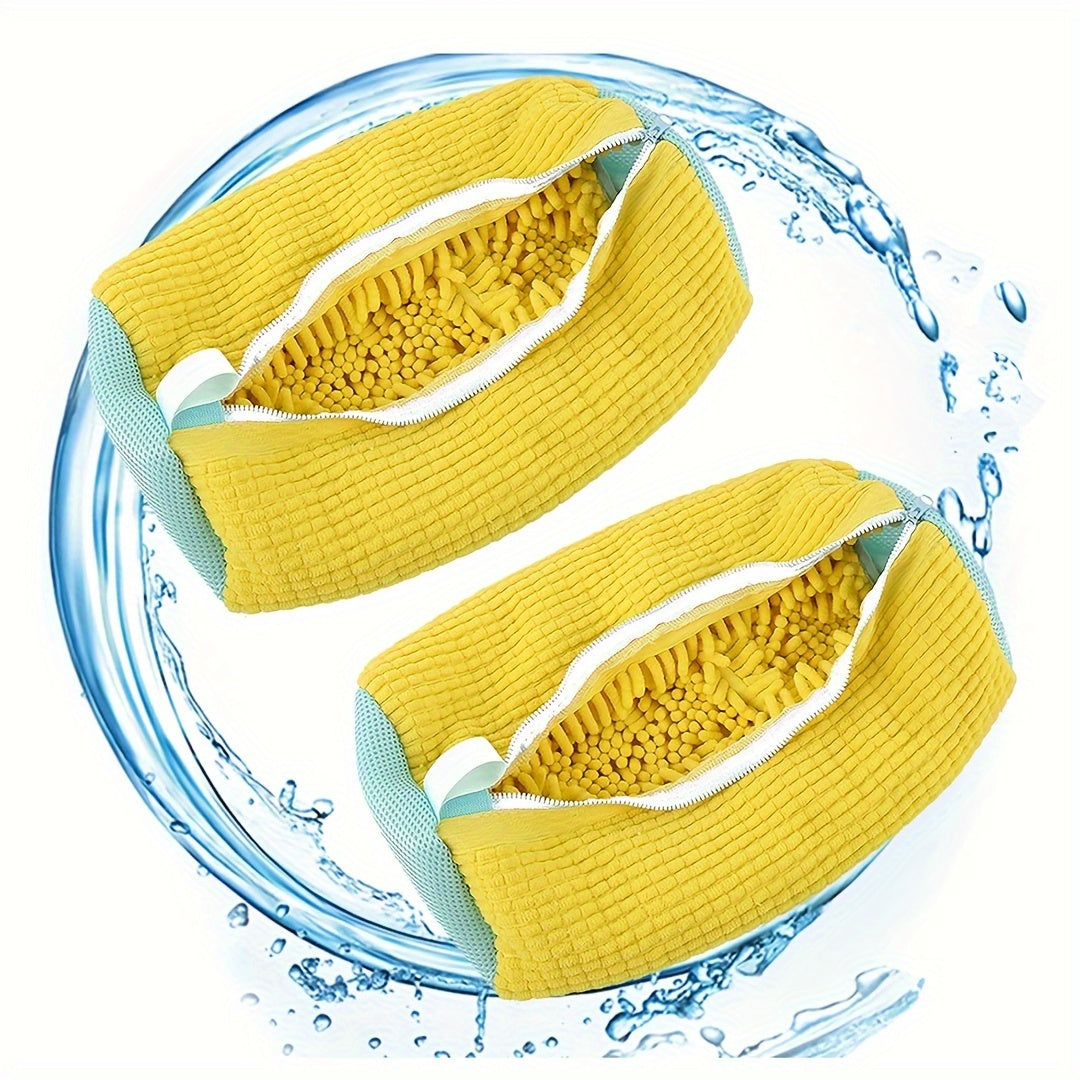 Durable Reusable Shoe Wash Bag Fits All Shoes 360° Cleaning Portable Travel Laundry Yellow Grey