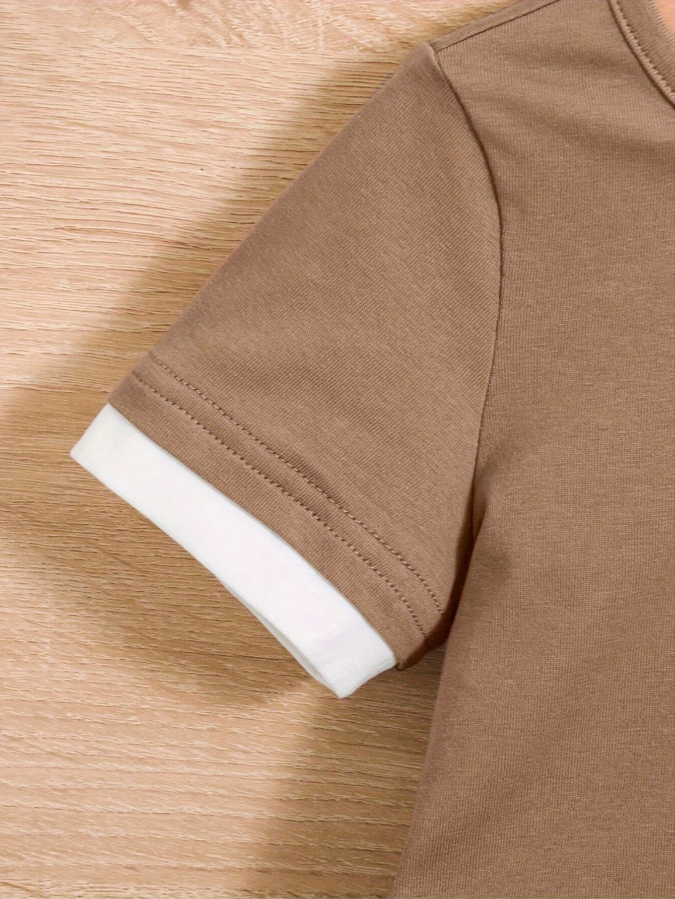 Erkaklar va bolalar uchun jigarrang shortlar to'plami, paxta-polyester, yozgi kundalik kiyim