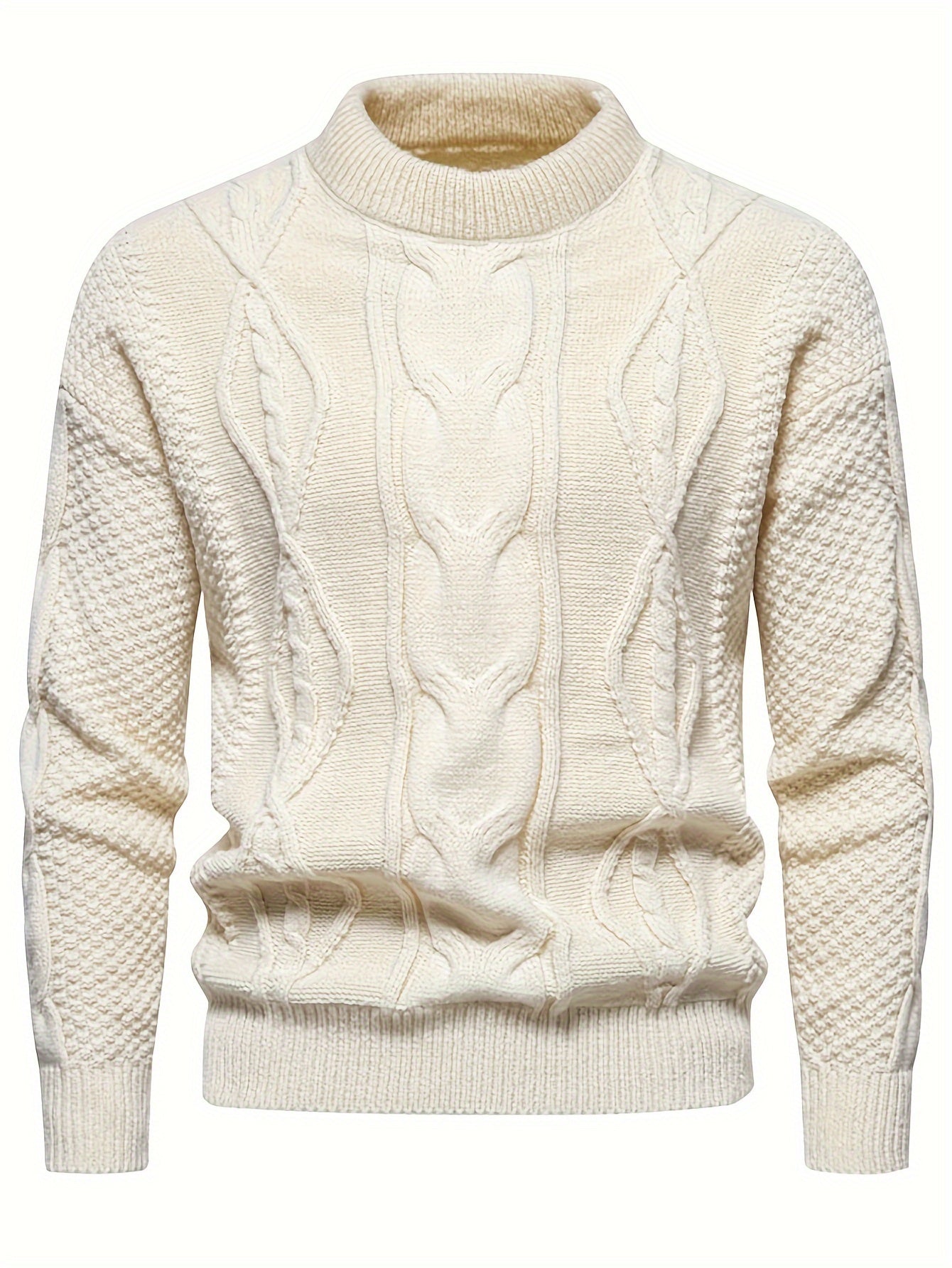 Plus Size Men’s Solid Argyle Knit Sweater Long Sleeve Crew Neck Fall Winter Casual