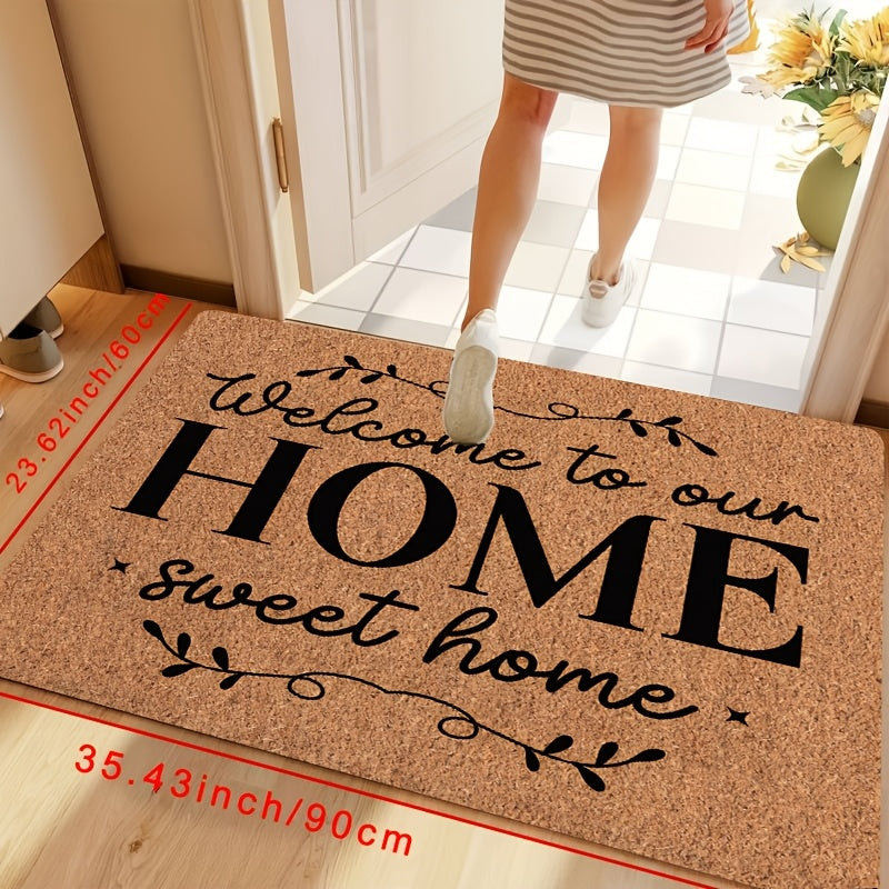 Bizning Sweet Home Doormat'imizni taqdim etamiz: Yengil polyester gilam, sirpanmaydigan orqa qismi, yuvish oson, uyingizdagi har qanday xona uchun ideal, masalan, kirish, yashash xonasi, yotoqxona, hammom, yo'l, oshxona yoki old eshik bezagi.