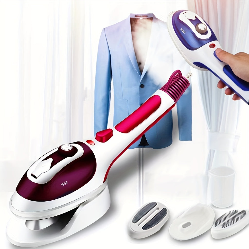 2-in-1 Handheld Garment Steamer Adjustable Temperature Blue White Portable High-Pressure
