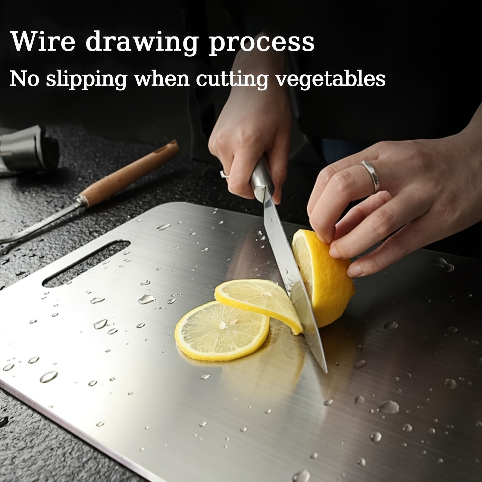 Stainless Steel Chopping Block with Handle Kitchen Food-Safe Cutting Surface