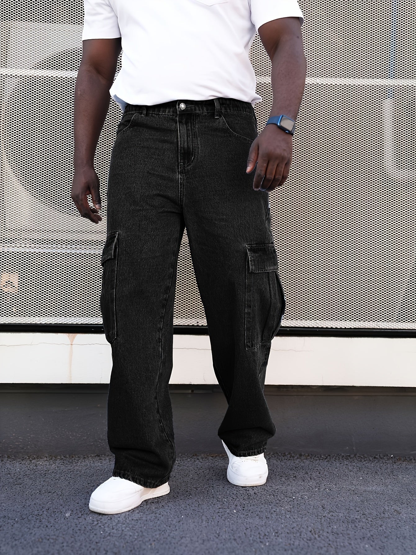 Men's Plus Size Cargo Pants Cotton Blend Casual Loose Fit All-Season