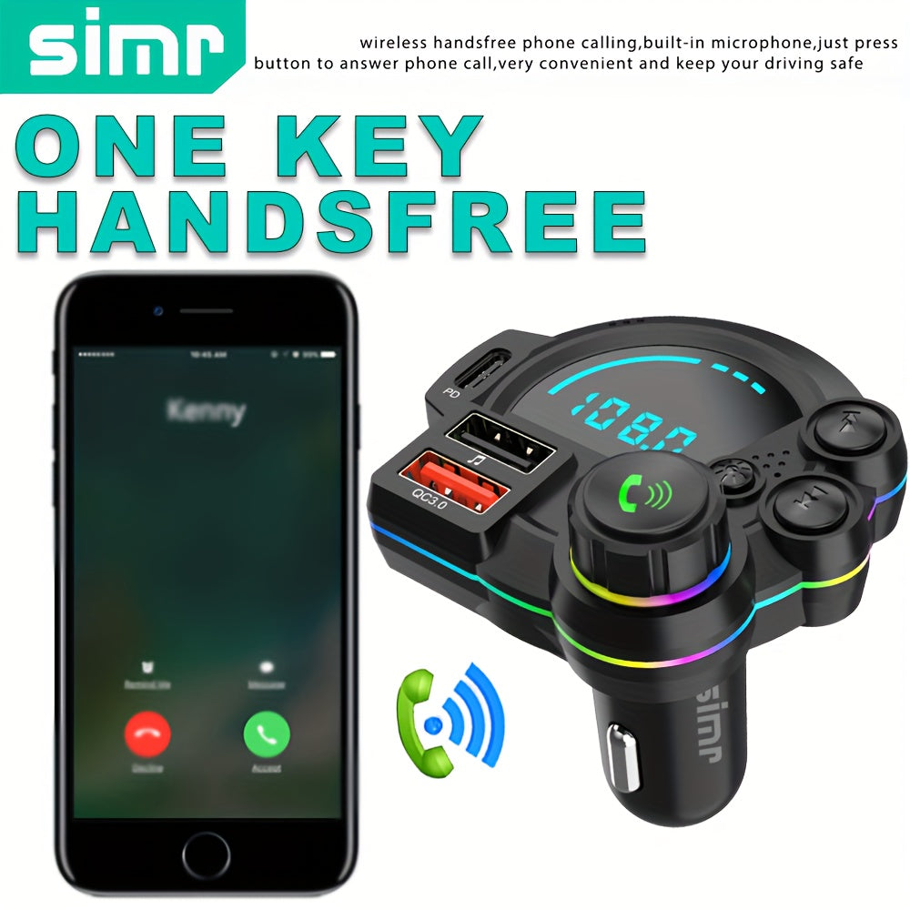 Wireless Car FM Transmitter USB MP3 Player with RGB Lights and Bass Sound