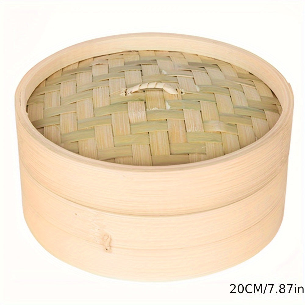 Conjunto de vaporizador de bambú con tapa, color madera, antiadherente, para cocinar en casa y en restaurantes