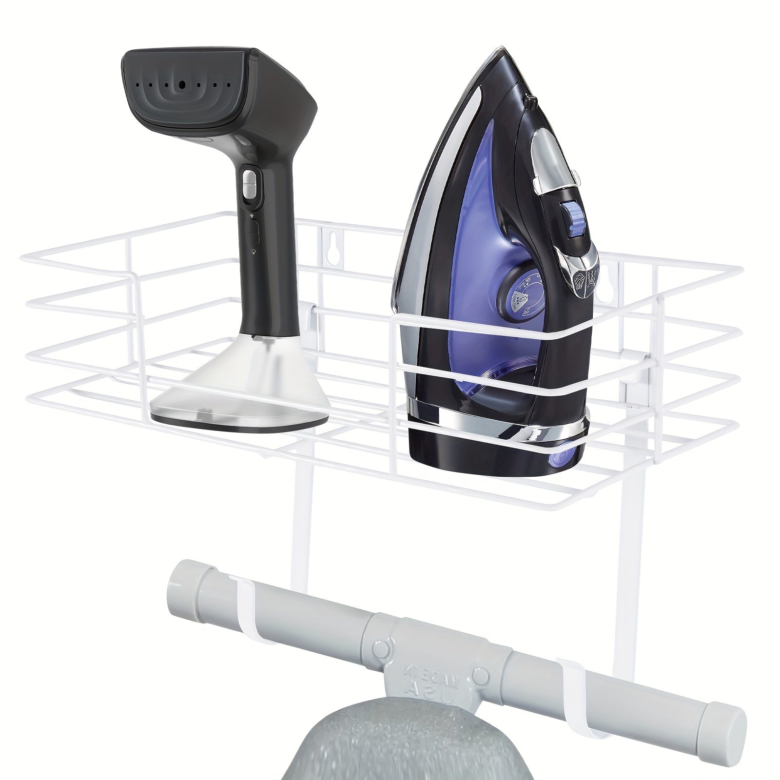 Oq devorga o'rnatiladigan metall dazmol taxtasi osgichi: kir yuvish xonasi uchun joyni tejaydigan saqlash yechimi, elektr energiyasi talab qilinmaydi