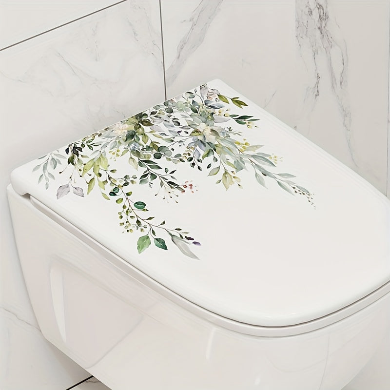 Set of 2 Waterproof Plant-Themed Toilet Stickers for Bathroom Decoration 26.92x31.75cm