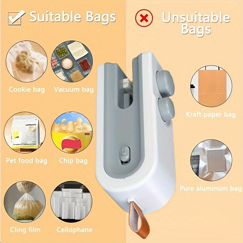 Portable Handheld Food Sealer with Cutter Magnet Rechargeable Vacuum for Plastic Bags