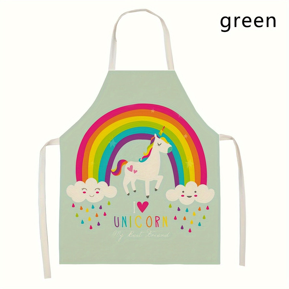 Unicorn Cartoon Apron Stain-Resistant Linen for Cooking Baking Gardening