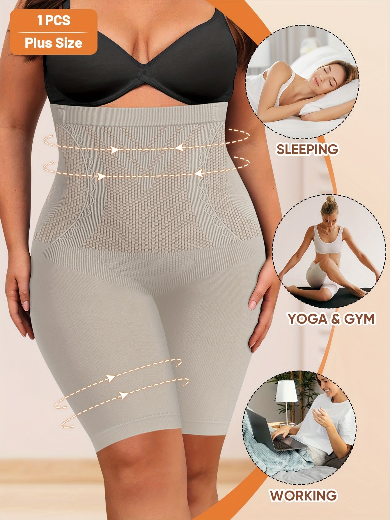 High-Waisted Seamless Shapewear Shorts for Women Tummy Control Butt Lifter Solid Nylon