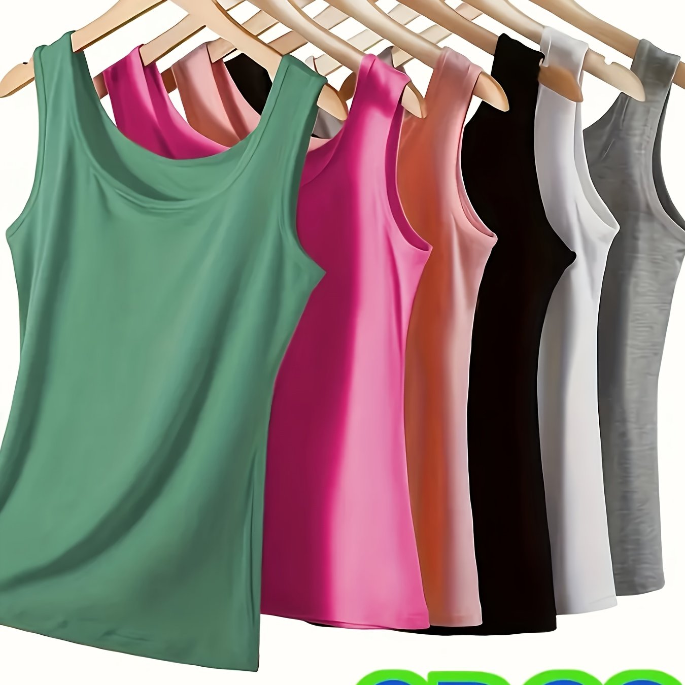 Plus Size Women's Solid Color Tank Tops Casual Knit Sleeveless Base Layer Pack of 6