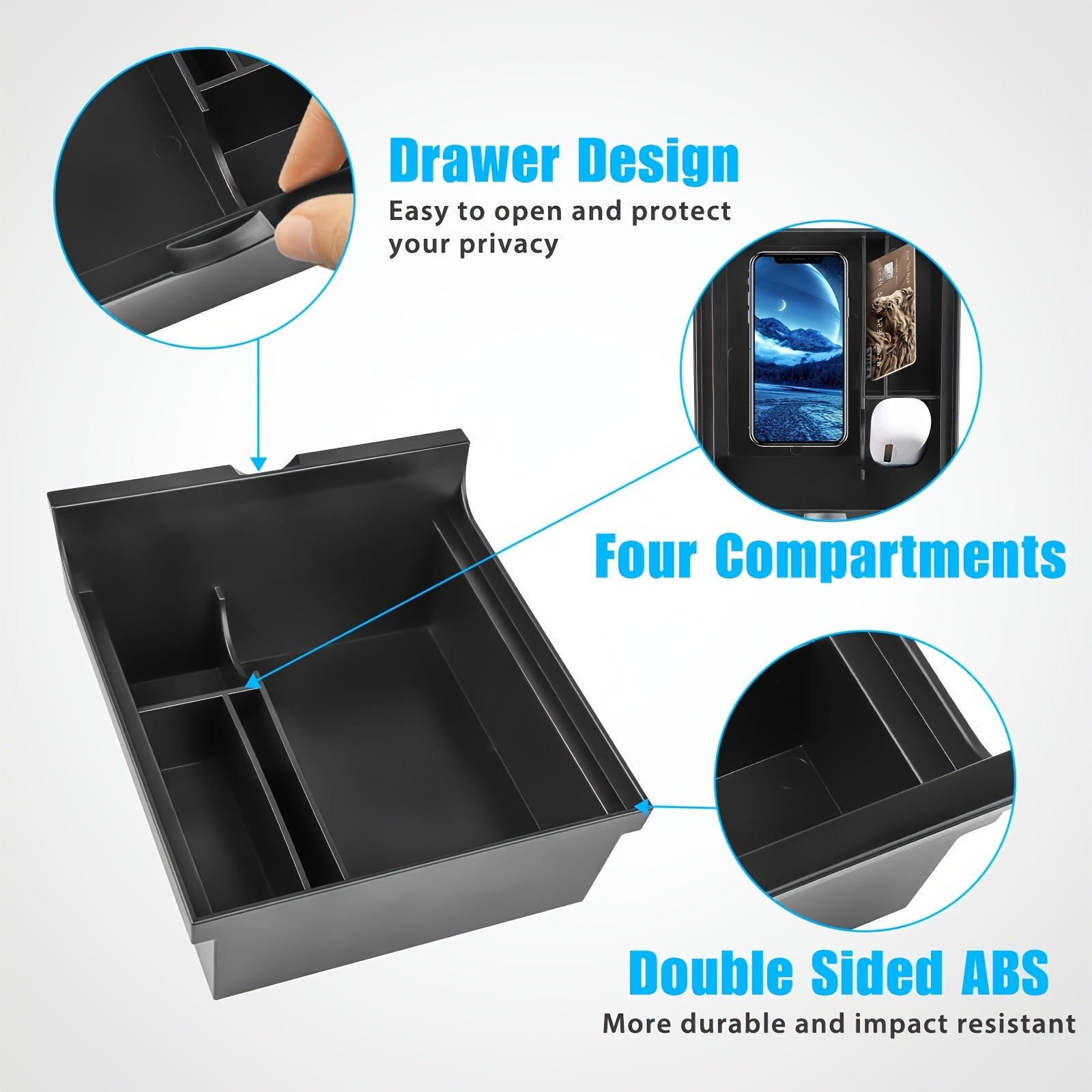 Car Interior Storage Box Insert Tray for Tesla Model 3 and Model Y 2021-2023