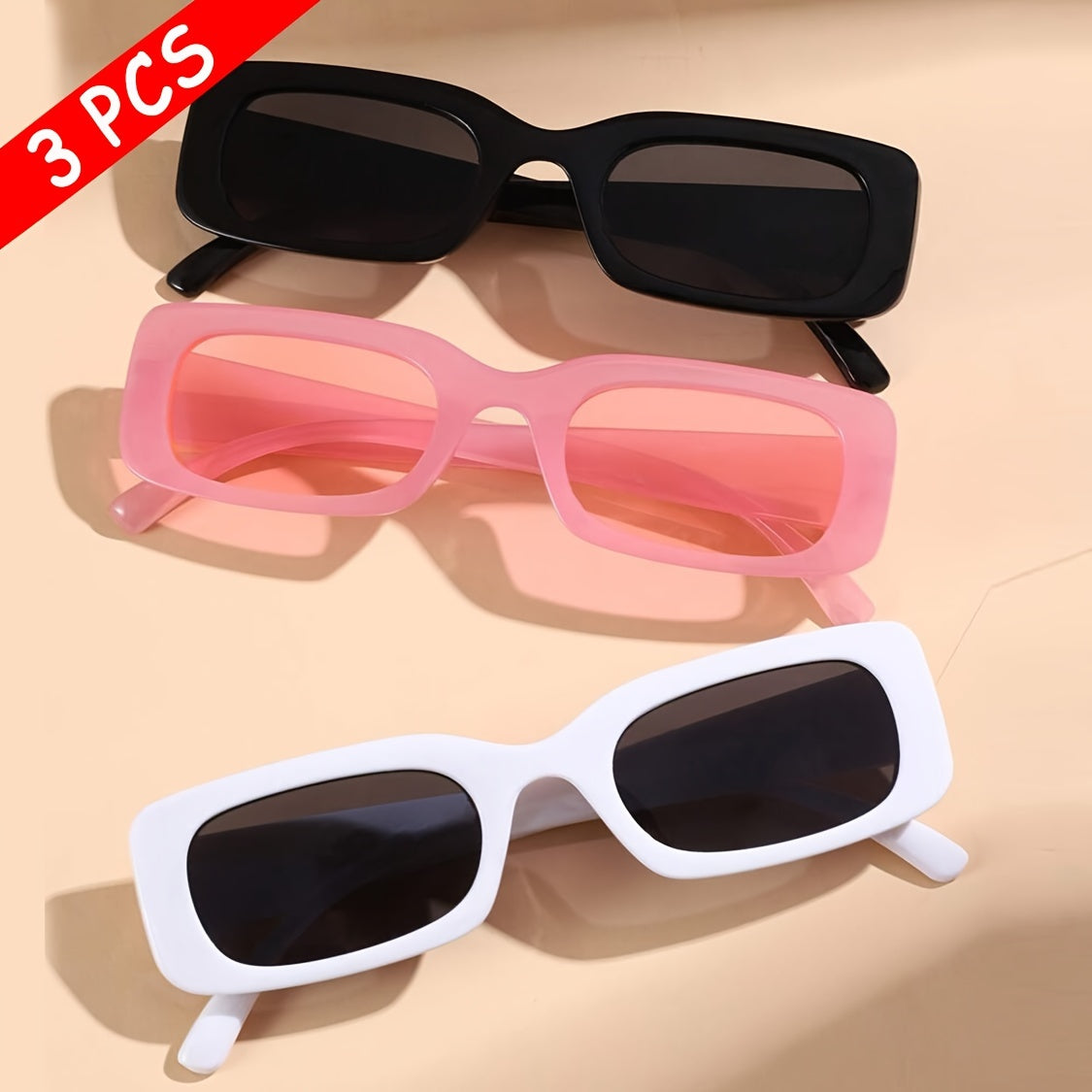 3-Piece Square Fashion Sun Shades for Summer Eye Protection Driving