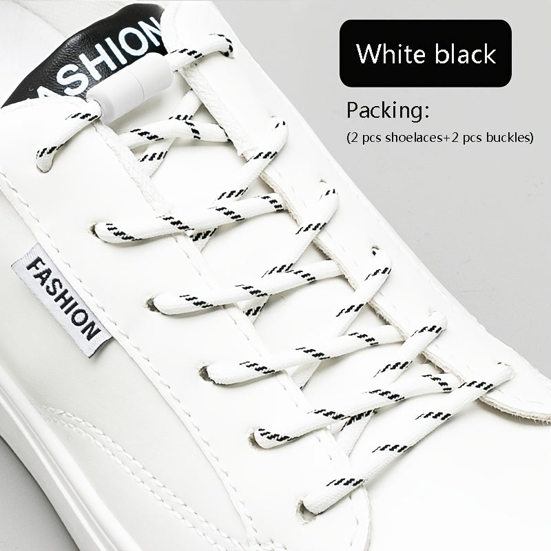 2PCS No-Tie Elastic Shoelaces for Sneakers and Boots Soft Acetate Fiber