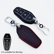 Unisex PU Leather Key Cover for Electric Car Remote with Decorative Pendant