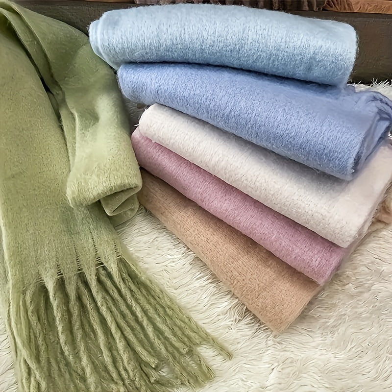 Women's Boho Style Polyester Scarf Coarse Knit Warm Windproof Multi-Functional Fashion Accessory