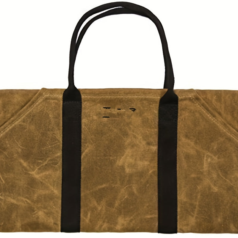 Heavy-Duty Canvas Firewood Carrier Bag with Handles for Fire Pit Camping Outdoor