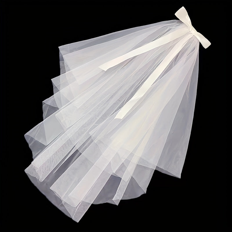 Yig'ilgan qatlamli to'y vo'rolari va tugma bezakli to'y soch aksessuari uchun qiz uchun