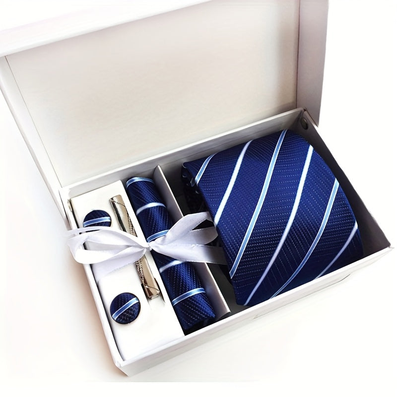 Men's Gift Box with Ties, Pocket Squares, Cufflinks and Tie Clips