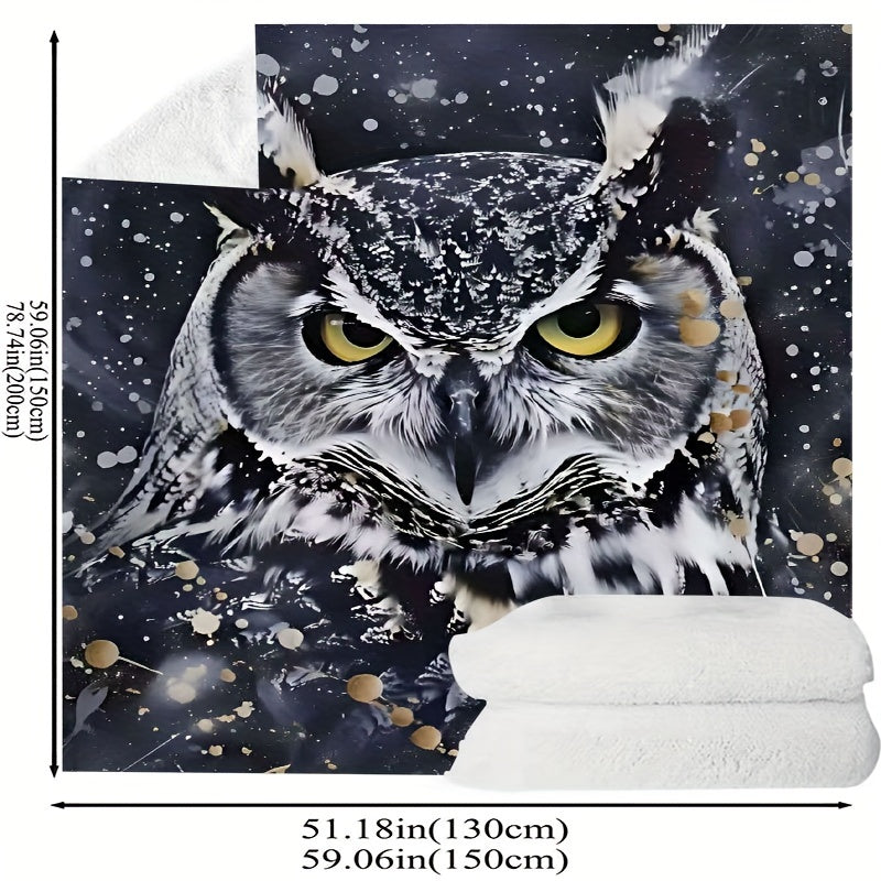 Cozy Owl-Pattern Flannel Throw Blanket for Couch Bed Travel and Outdoors