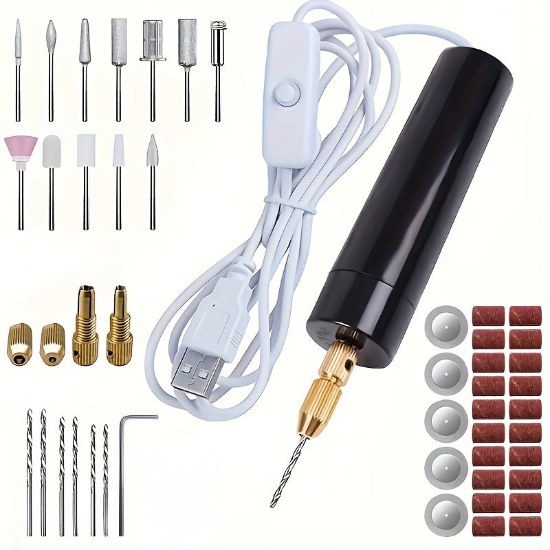 USB Mini Drill Lightweight Handheld Tool for Cutting Grinding Engraving Polishing