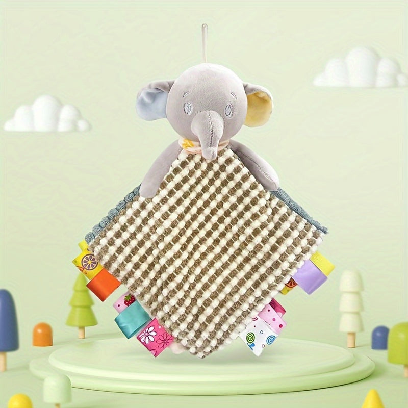 Baby Plush Toy and Comforter Blanket Embroidered Plaid Security Blanket for Infants and Toddlers