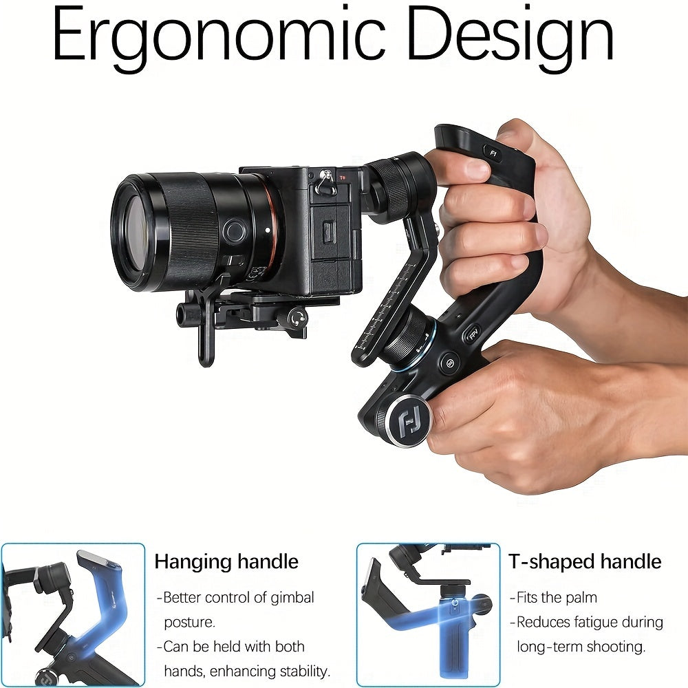 Mini 3-Axis Gimbal Stabilizer for Mirrorless Cameras Action Cameras Smartphones Up to 1.18KG