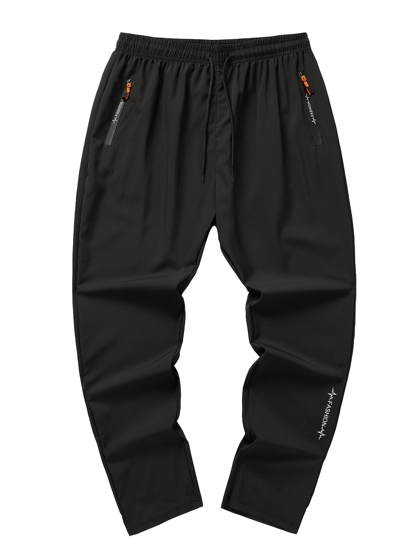 Pantalones deportivos casuales para hombre con bolsillo con cremallera, poliéster ligero, cintura con cordón, estilo deportivo, set de 5