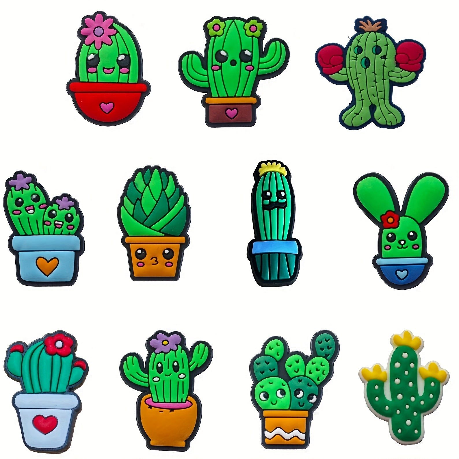 11pcs Kids Cactus Shoe Charms Set Plastic Decorations for Shoes Customization