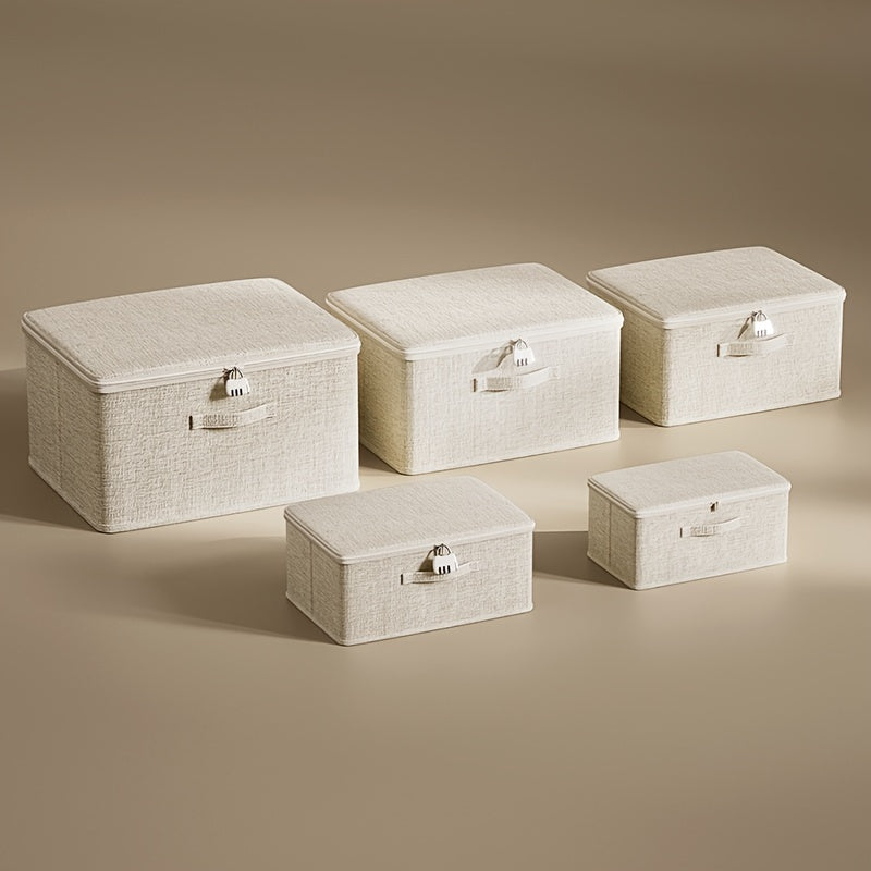 Oxford Cloth Storage Box with Lock Collapsible Clothes Organizer Under-Bed Wardrobe Partition