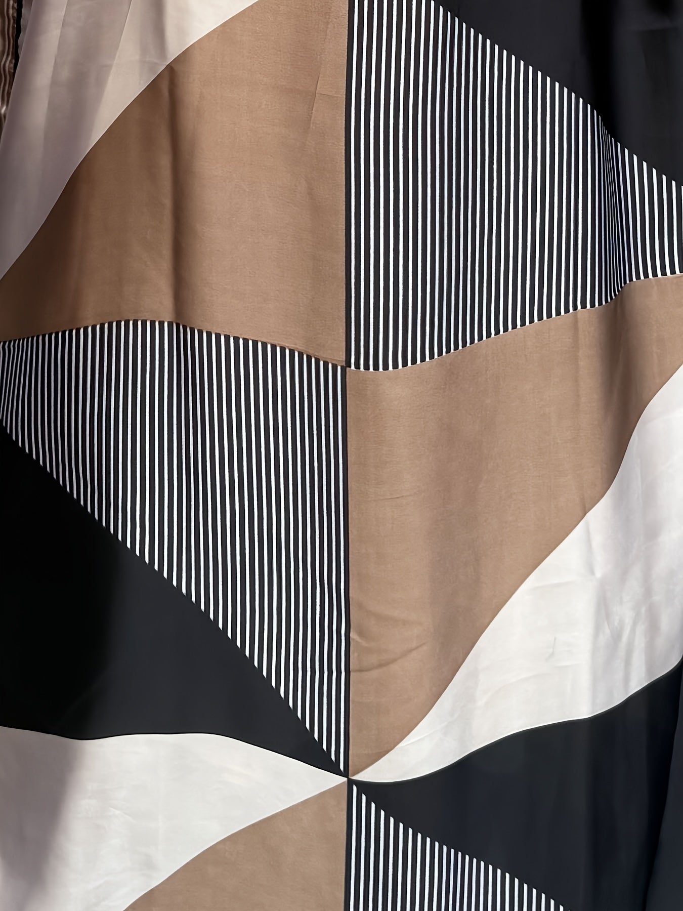 Women's Plus Size Geometric Print Kaftan Dress Short Sleeve Summer Casual Beige Black White