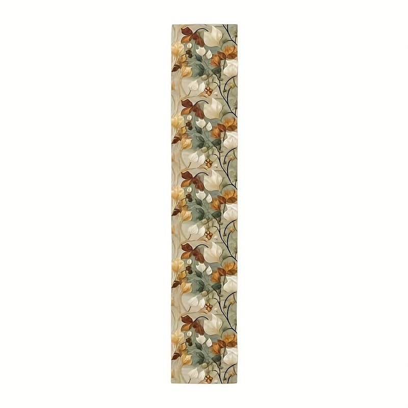 Spring Linen Table Runner with 3D Floral Daisies Eucalyptus Lavender for Dining and Parties
