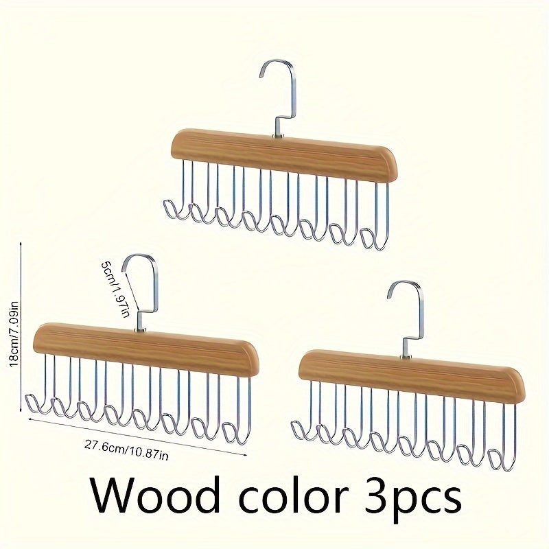 Wooden Clothes Hanger with 8 Wave Hooks for Bras and Accessories Unfinished