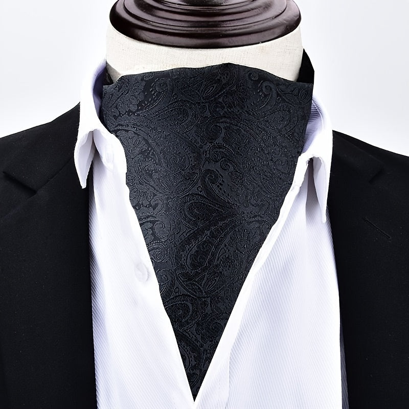 Men's Autumn Winter Double-Layer Paisley Pattern Collared Shirt Scarf for Casual Formal